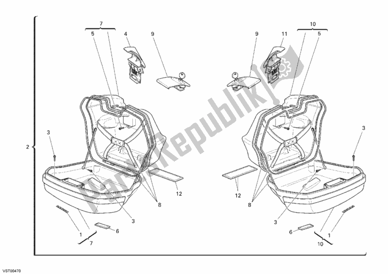 Alle onderdelen voor de Zijtassen van de Ducati Sport ST4 S USA 996 2005